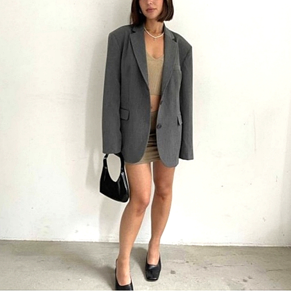 Djerf Avenue Forever Single-Breasted Blazer City Classic Formal Neutral - Picture 8 of 16